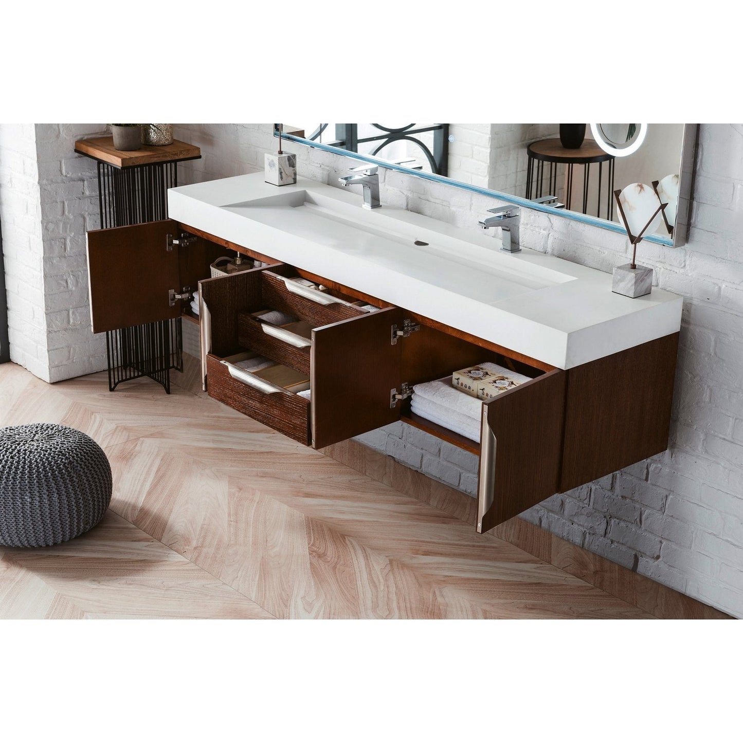 James Martin Vanities Mercer Island 72" Double Vanity - 389-V72D-AGR-G-DGG