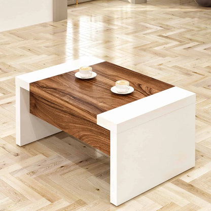 Casa Mare LEON 87″ Modern L-Shaped Home & Office Furniture Desk White & Brown - LEON-87WB-S