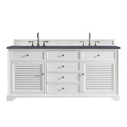 James Martin Vanities Savannah 72" Bright White Double Vanity - 238-104-V72-BW-3AF
