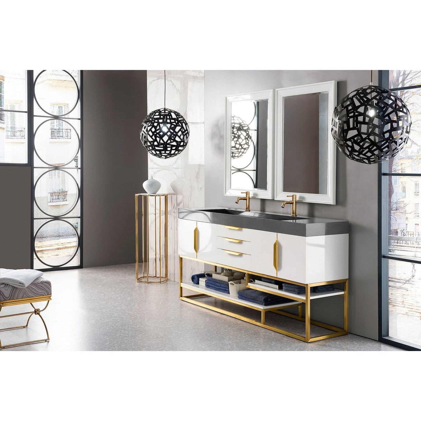 James Martin Vanities Columbia 72" Double Vanity - 388-V72D-AGR-MB-DGG