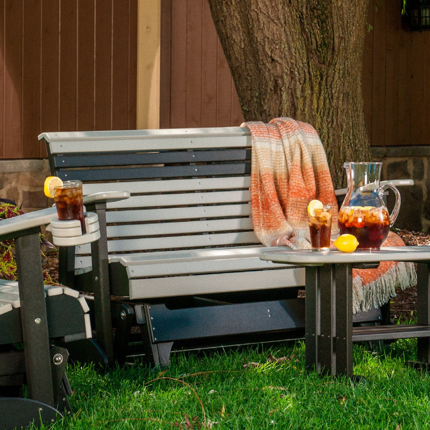 LuxCraft 4' Rollback Plain Poly Outdoor Glider Chair - 4PPGBK