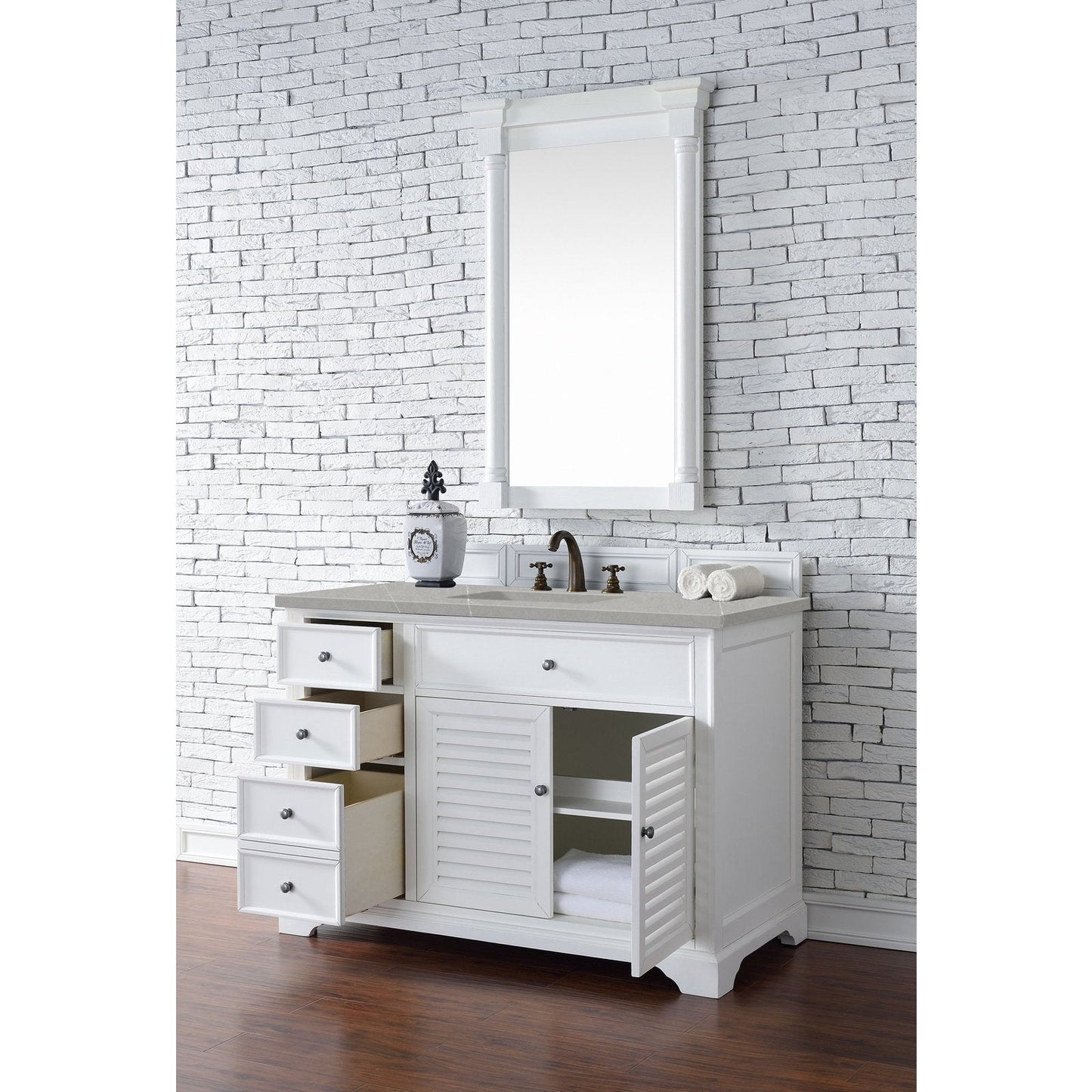 James Martin Vanities Savannah 48" Bright White Single Vanity - 238-104-V48-BW-3AF