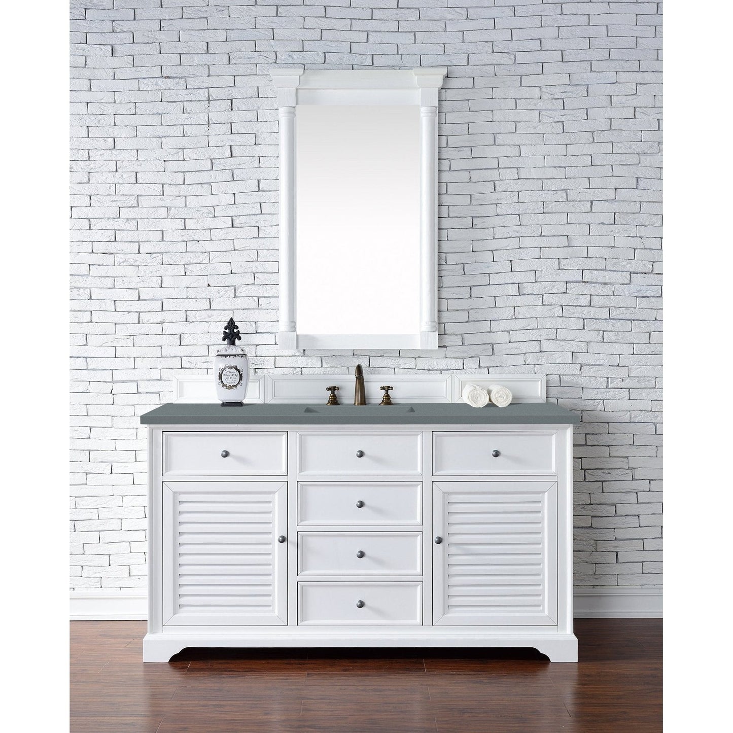James Martin Vanities Savannah 60" Bright White Single Vanity - 238-104-V60S-BW-3AF