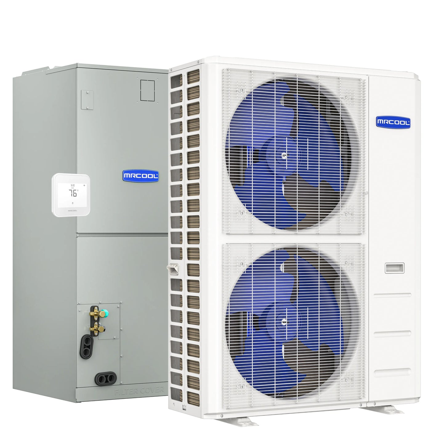 MRCOOL Hyper Heat 2nd Gen 48K BTU, 4 Ton, 16.5 SEER2 Heat Pump Condenser and Ducted Air Handler  - CENTRAL-48-HP-230B00-O