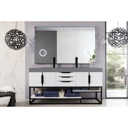 James Martin Vanities Columbia 72" Double Vanity - 388-V72D-AGR-MB-DGG