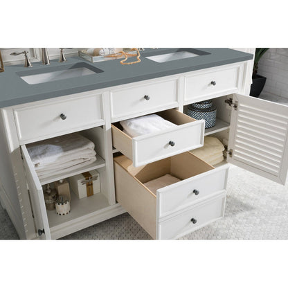 James Martin Vanities Savannah 60" Bright White Double Vanity - 238-104-V60D-BW-3AF