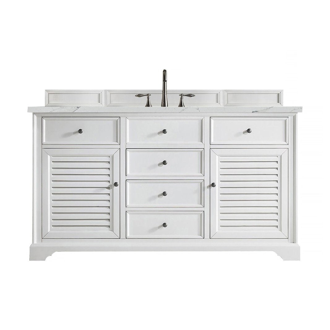 James Martin Vanities Savannah 60" Bright White Single Vanity - 238-104-V60S-BW-3AF