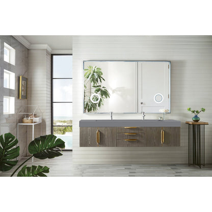 James Martin Vanities Mercer Island 72" Double Vanity - 389-V72D-AGR-G-DGG