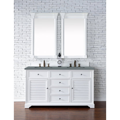 James Martin Vanities Savannah 60" Bright White Double Vanity - 238-104-V60D-BW-3AF