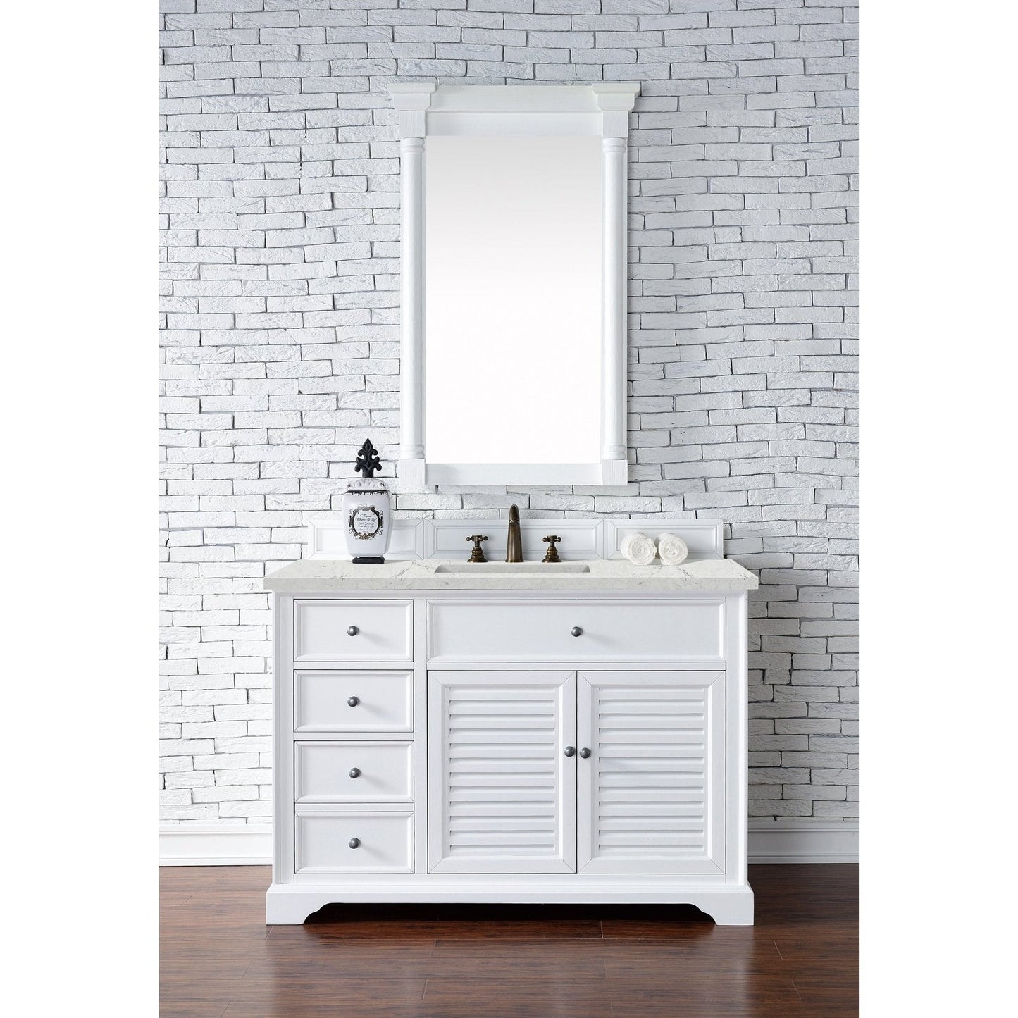 James Martin Vanities Savannah 48" Bright White Single Vanity - 238-104-V48-BW-3AF