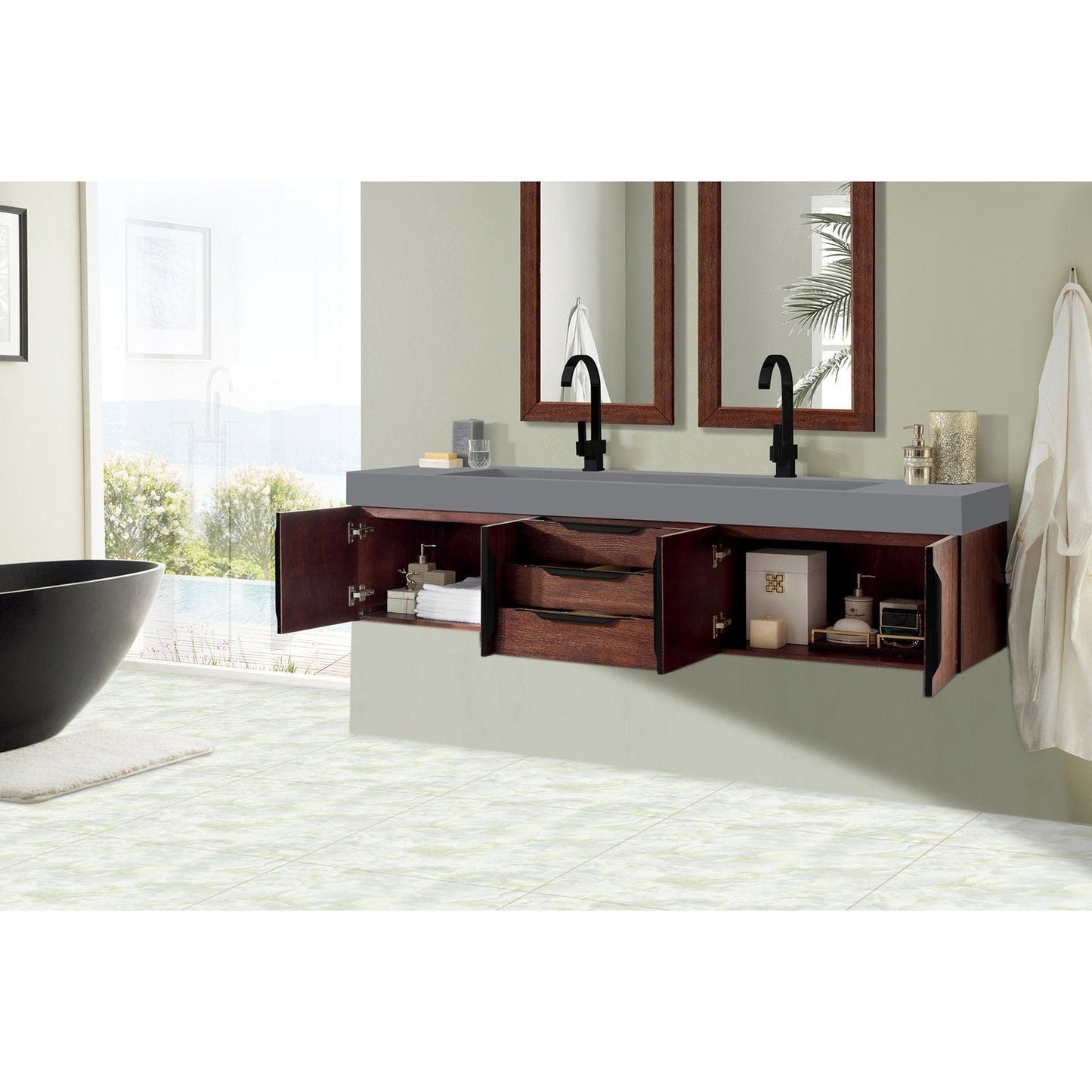 James Martin Vanities Mercer Island 72" Double Vanity - 389-V72D-AGR-G-DGG