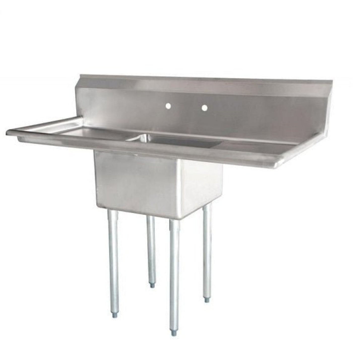 Omcan One Tub Sink 18X18X11  with Center Drain and Two Drain Boards - 43759