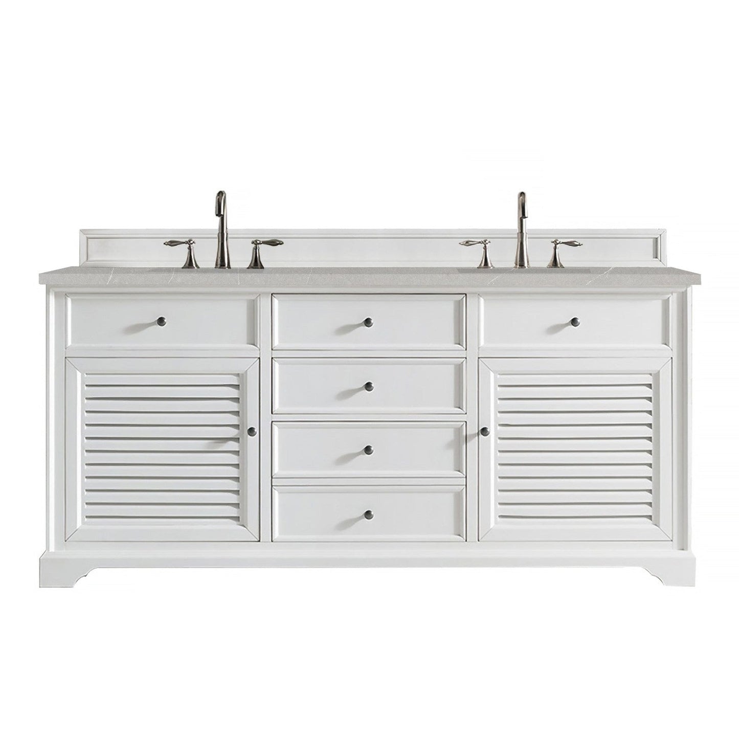 James Martin Vanities Savannah 72" Bright White Double Vanity - 238-104-V72-BW-3AF