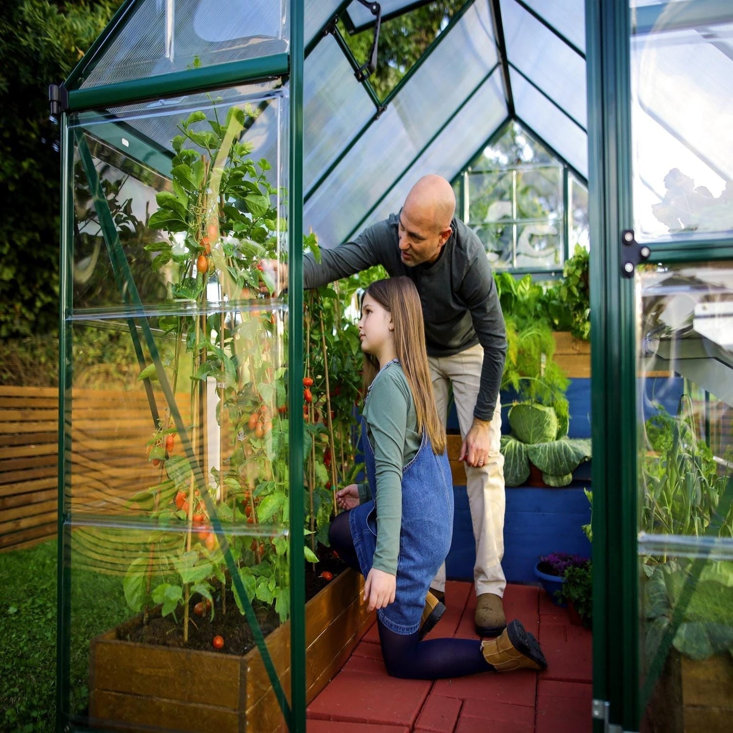 Palram - Canopia | 6x10 Ft Hybrid Greenhouse Kit - Green With 0.8mm Polycarbonate Glazing - HG5510G