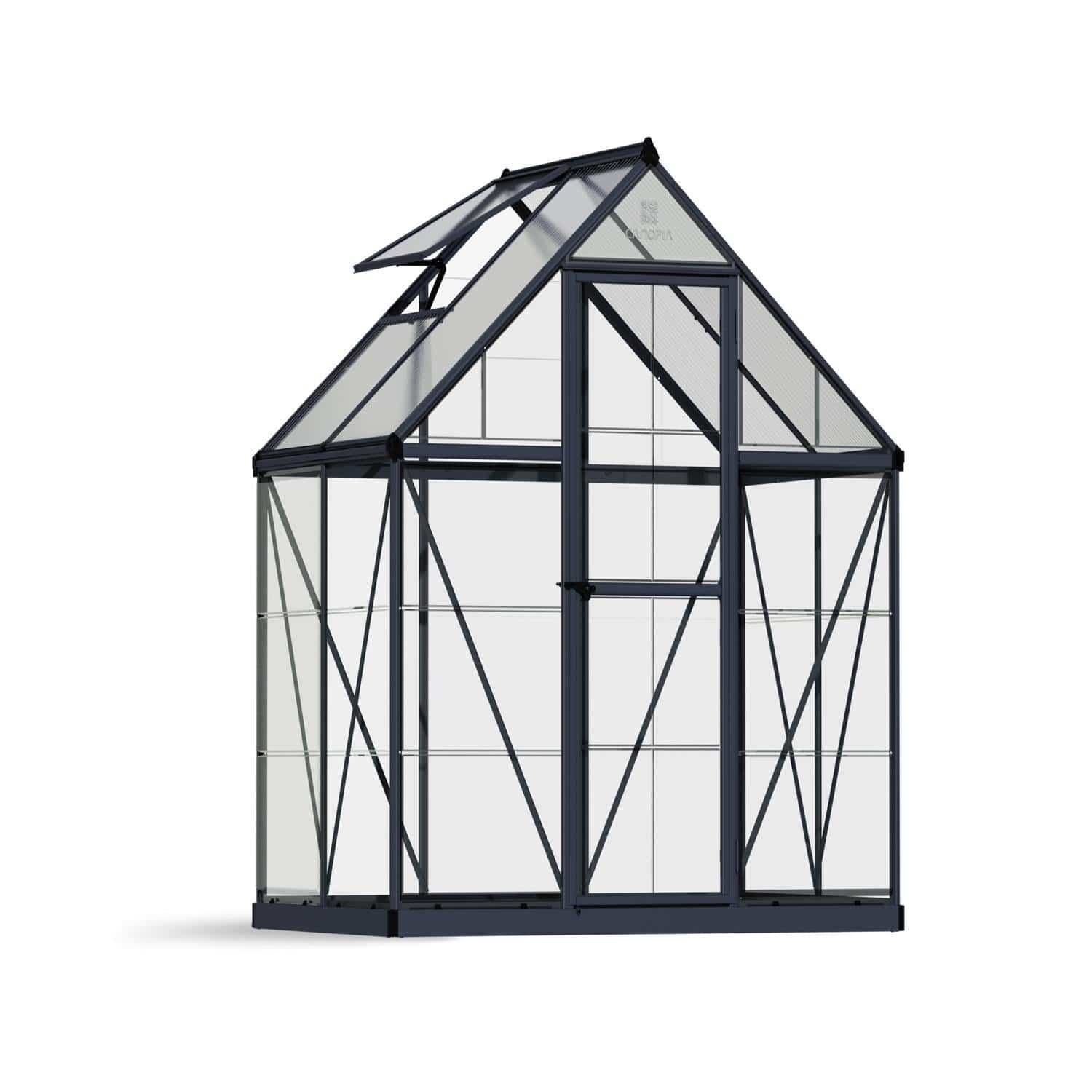 Palram - Canopia | 6x4 Ft Hybrid Greenhouse Kit - Gray With 0.8mm Polycarbonate Glazing - HG5504Y