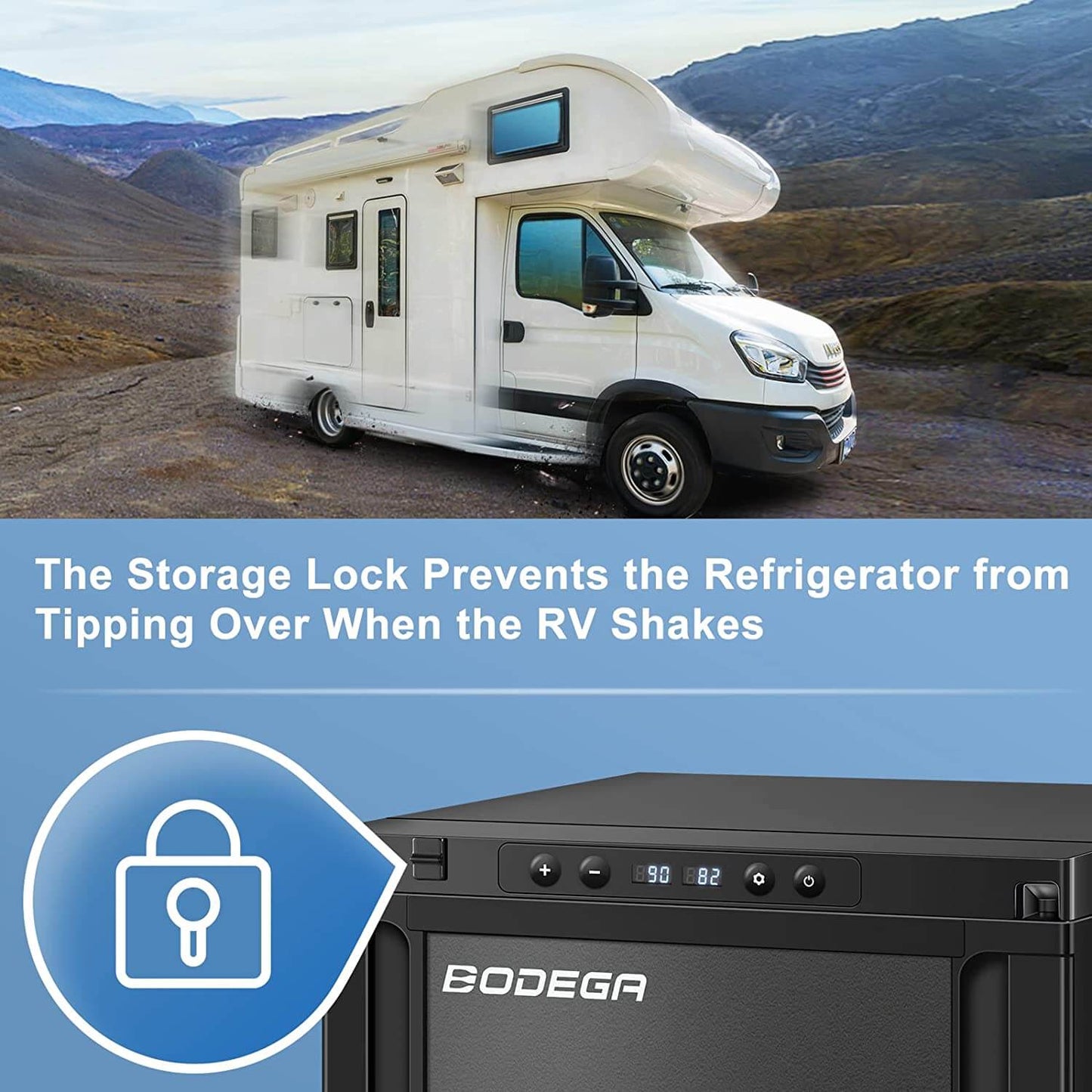 BODEGA 12 Volt RV Refrigerator 45L/1.6cu.ft RV Fridge and Freezer