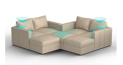 Lovesac – 7 Seats + 8 Sides Combed Chenille &amp; Standard Foam with 10 Speaker Immersive Sound + Charge System – Tan - 1772608914578_387