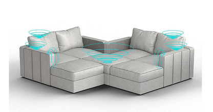 Lovesac – 7 Seats + 8 Sides Luxe Chenille &amp; Standard Foam with 10 Speaker Immersive Sound + Charge System – Tonal Sterling - 1772604908892_158
