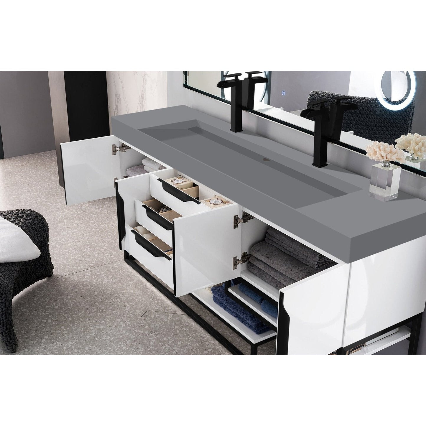 James Martin Vanities Columbia 72" Double Vanity - 388-V72D-AGR-MB-DGG