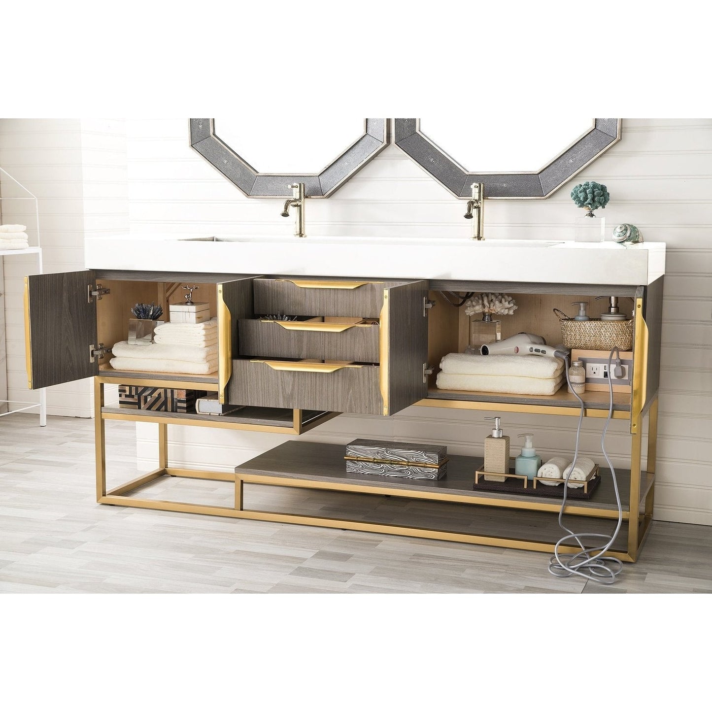 James Martin Vanities Columbia 72" Double Vanity - 388-V72D-AGR-MB-DGG