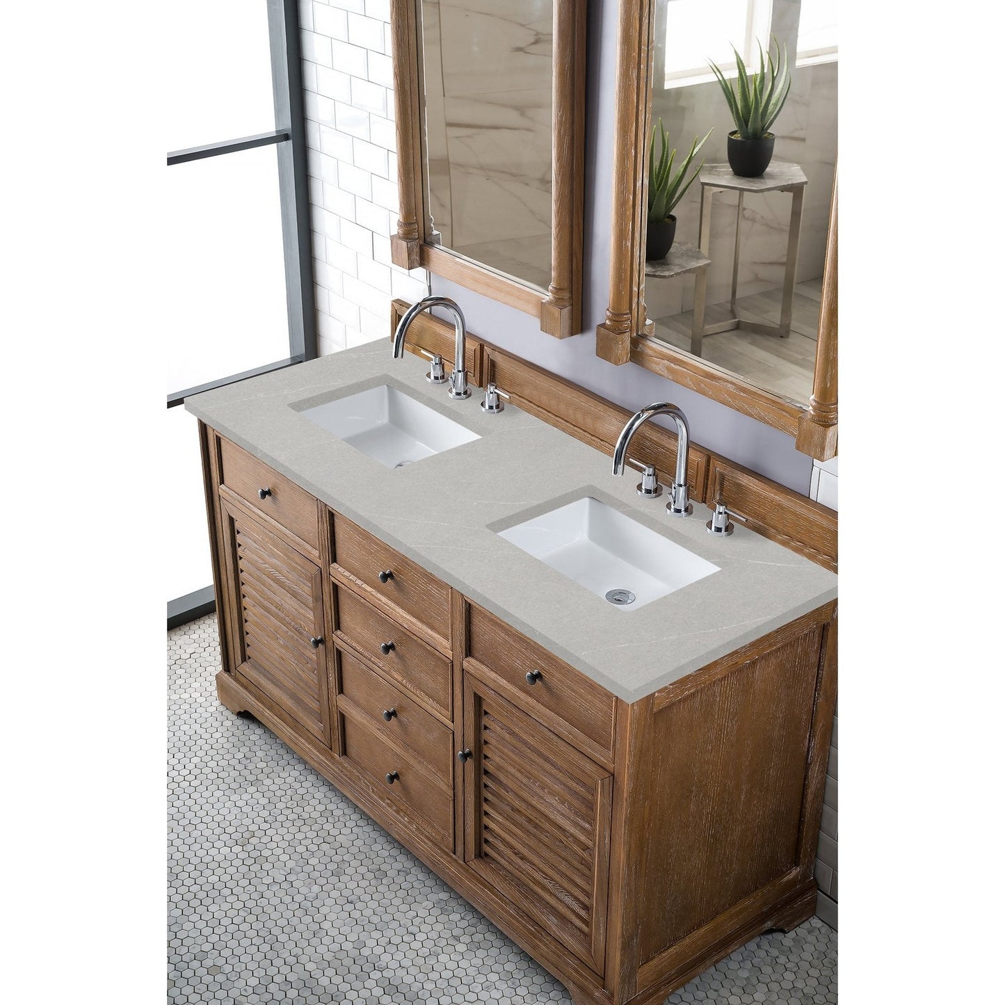 James Martin Vanities Savannah 60" Driftwood Double Vanity - 238-104-5611-3AF