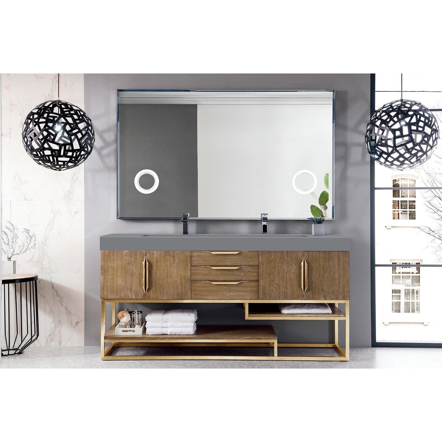 James Martin Vanities Columbia 72" Double Vanity - 388-V72D-AGR-MB-DGG