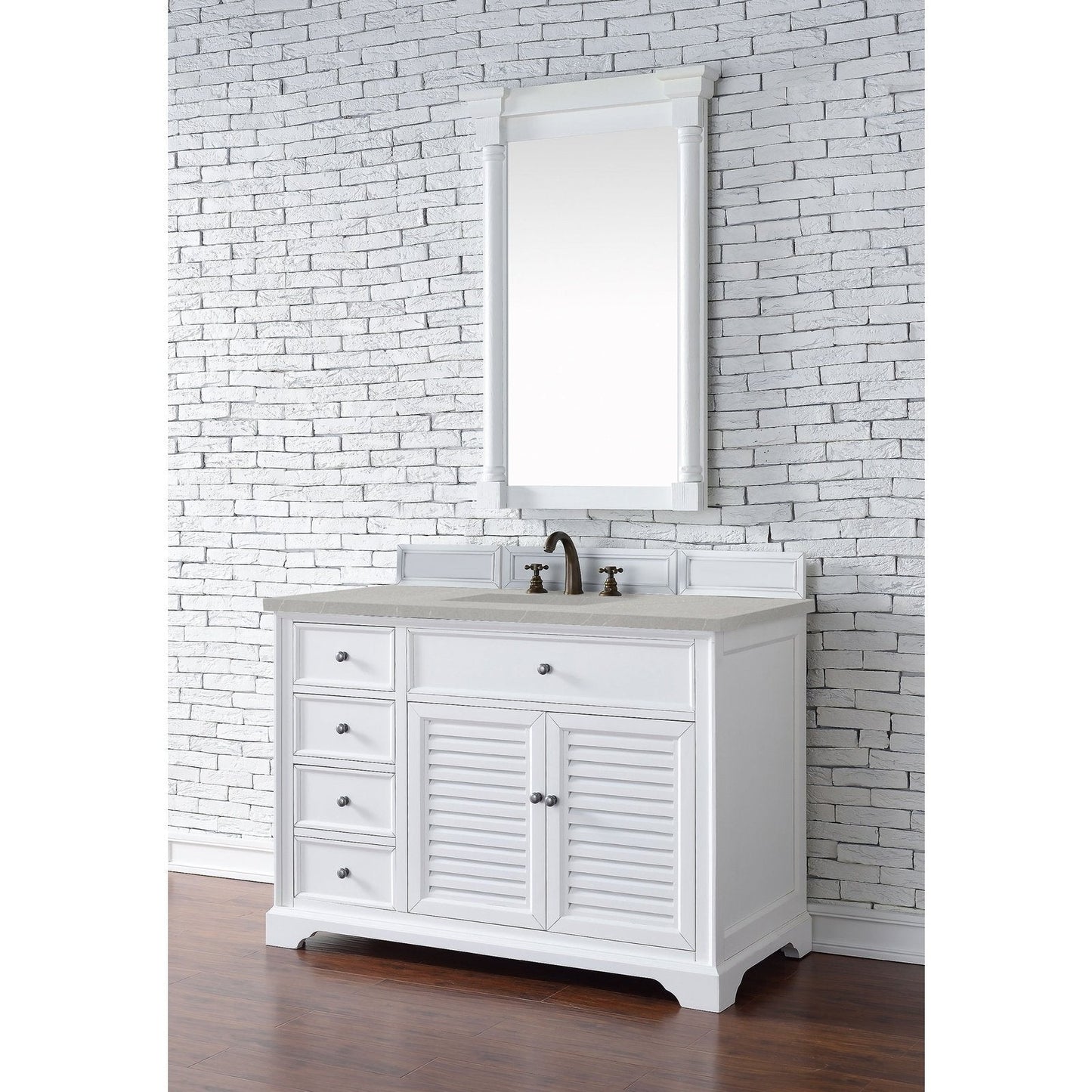 James Martin Vanities Savannah 48" Bright White Single Vanity - 238-104-V48-BW-3AF