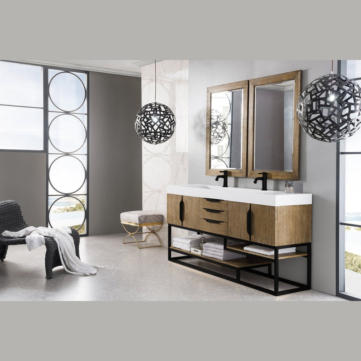 James Martin Vanities Columbia 72" Double Vanity - 388-V72D-AGR-MB-DGG