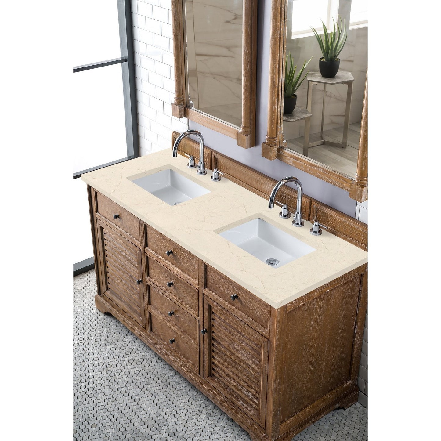 James Martin Vanities Savannah 60" Driftwood Double Vanity - 238-104-5611-3AF