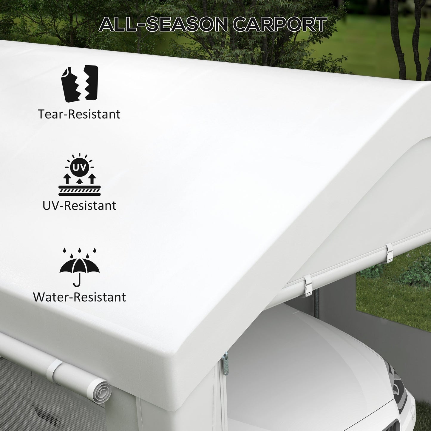 10' x 20' Heavy Duty Portable Garage with 4 Mesh Windows & 2 Doors, White - 84C-523V00WT