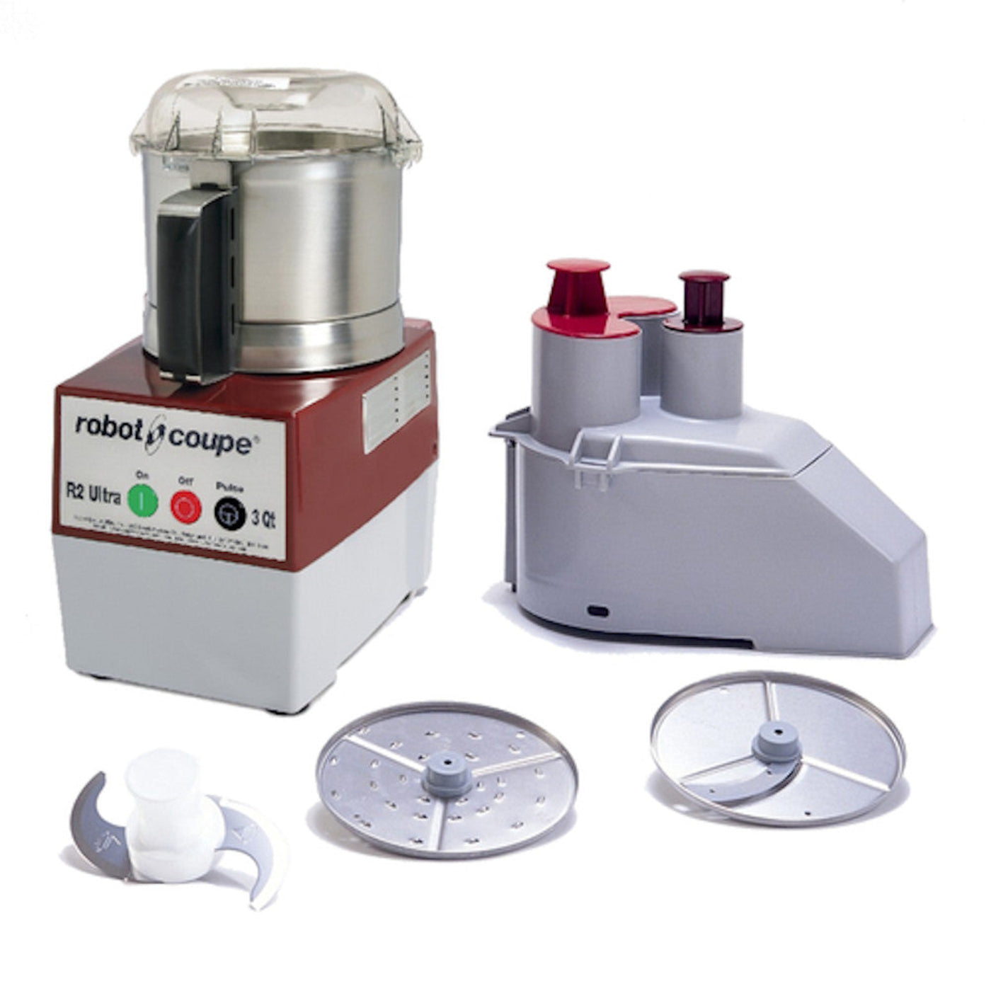 Robot Coupe R2U Combination Continuous Feed Food Processor with 3 Qt. Stainless Steel Bowl - RCR2NULTRA