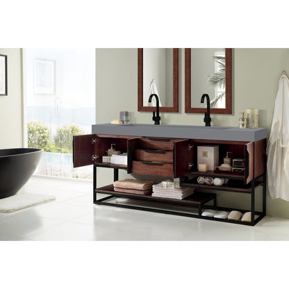 James Martin Vanities Columbia 72" Double Vanity - 388-V72D-AGR-MB-DGG
