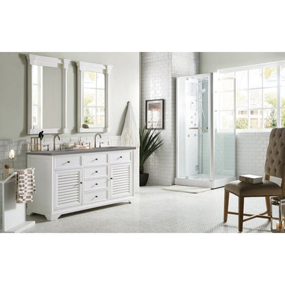 James Martin Vanities Savannah 60" Bright White Double Vanity - 238-104-V60D-BW-3AF