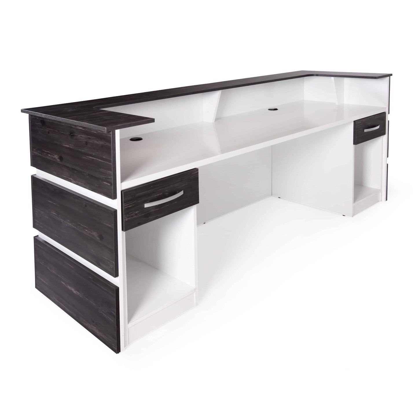Casa Mare REBAB 90″ Reception Desk Dark Brown & White - RECEPTION-90RGW-S