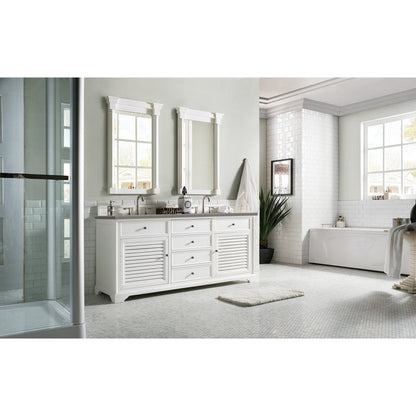 James Martin Vanities Savannah 72" Bright White Double Vanity - 238-104-V72-BW-3AF