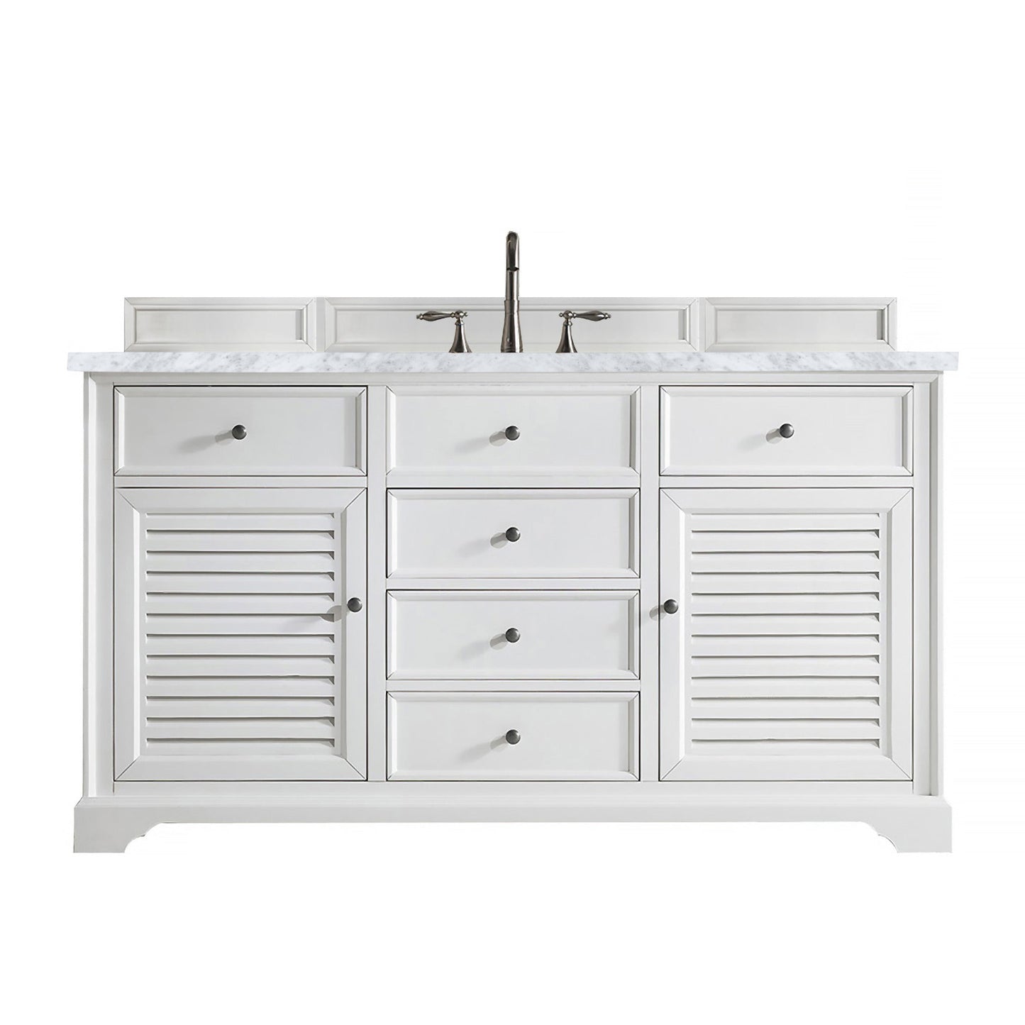 James Martin Vanities Savannah 60" Bright White Single Vanity - 238-104-V60S-BW-3AF