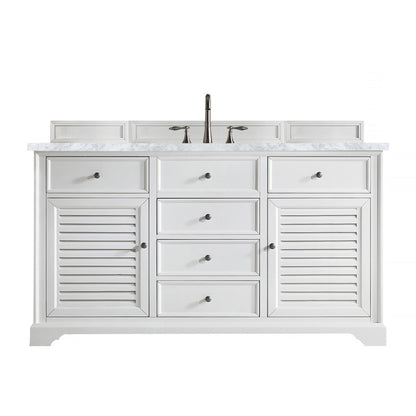 James Martin Vanities Savannah 60" Bright White Single Vanity - 238-104-V60S-BW-3AF