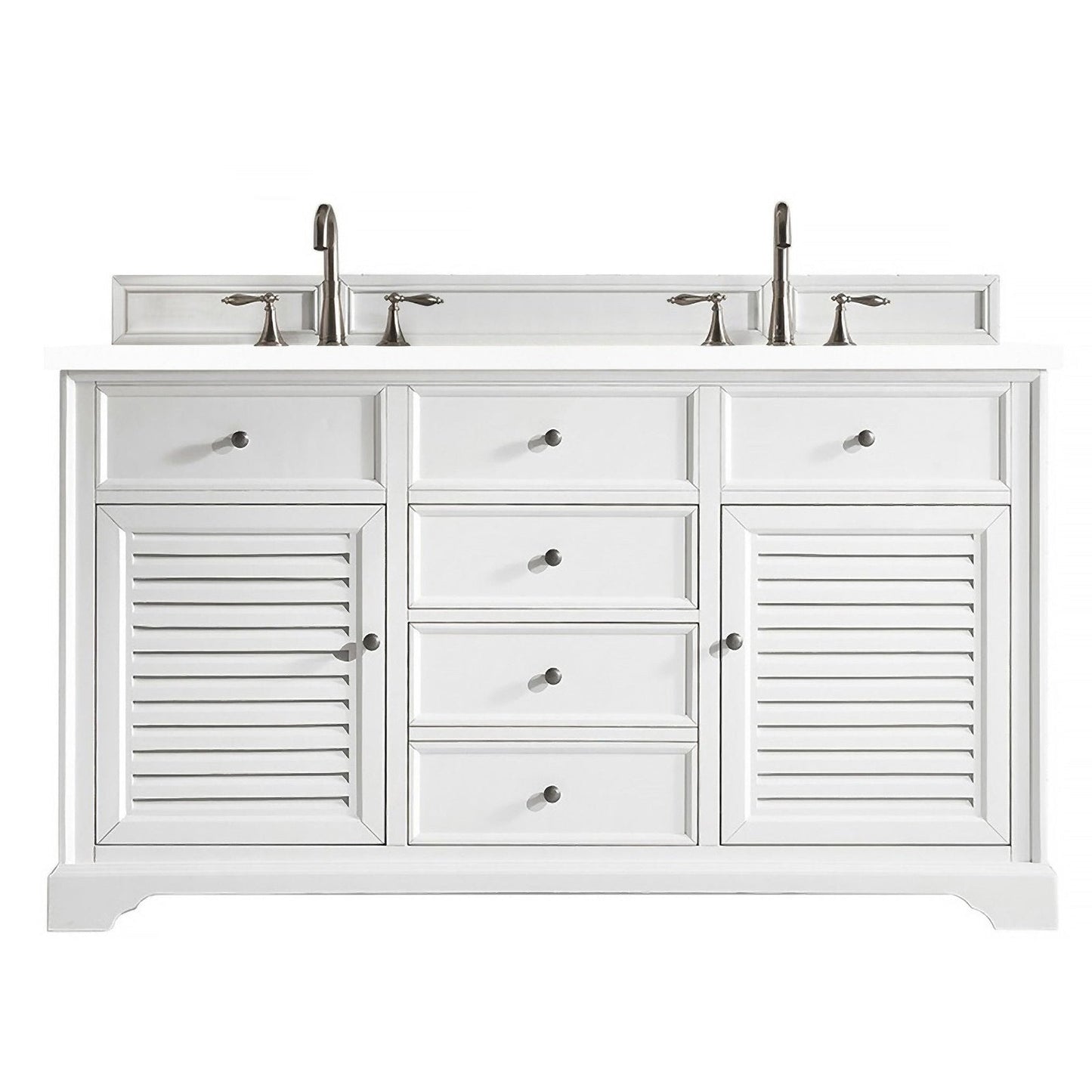 James Martin Vanities Savannah 60" Bright White Double Vanity - 238-104-V60D-BW-3AF