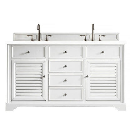 James Martin Vanities Savannah 60" Bright White Double Vanity - 238-104-V60D-BW-3AF