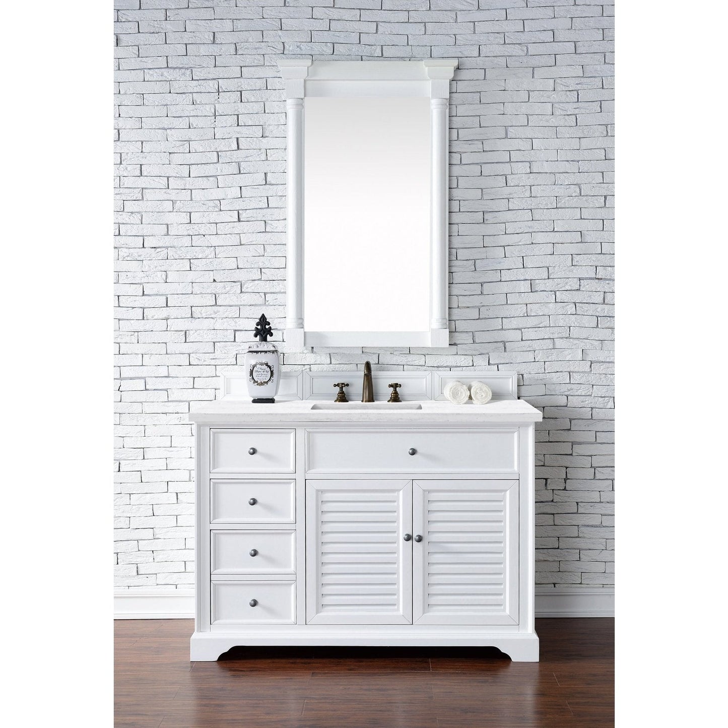 James Martin Vanities Savannah 48" Bright White Single Vanity - 238-104-V48-BW-3AF