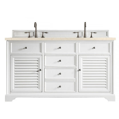 James Martin Vanities Savannah 60" Bright White Double Vanity - 238-104-V60D-BW-3AF