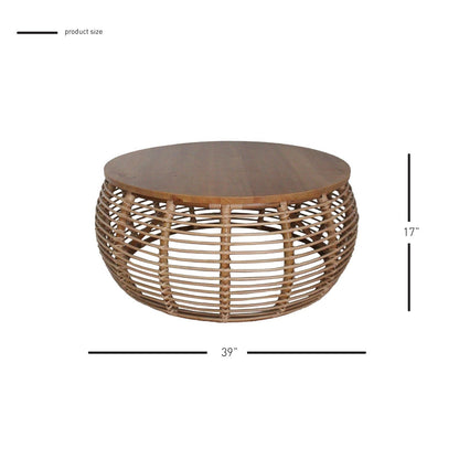 New Pacific Direct Iris Rattan Round Coffee Table -  4900018