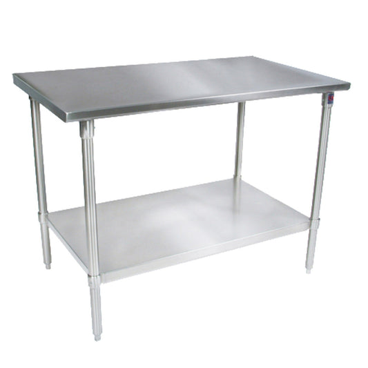 John Boos ST6-2496SSK 96"W x 24"D Stainless Steel Work Table Adjust. Undershelf - JBST62496SSK