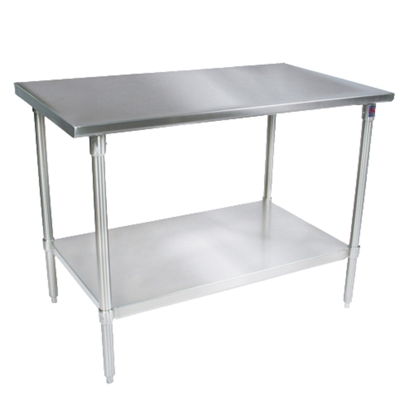 John Boos ST6-3072SSK 72"W x 30"D Stainless Steel Work Table Adjust. Undershelf - JBST63072SSK