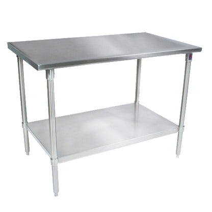 John Boos ST6-2436SSK 36"W x 24"D Stainless Steel Work Table Adjust. Undershelf - JBST62436SSK