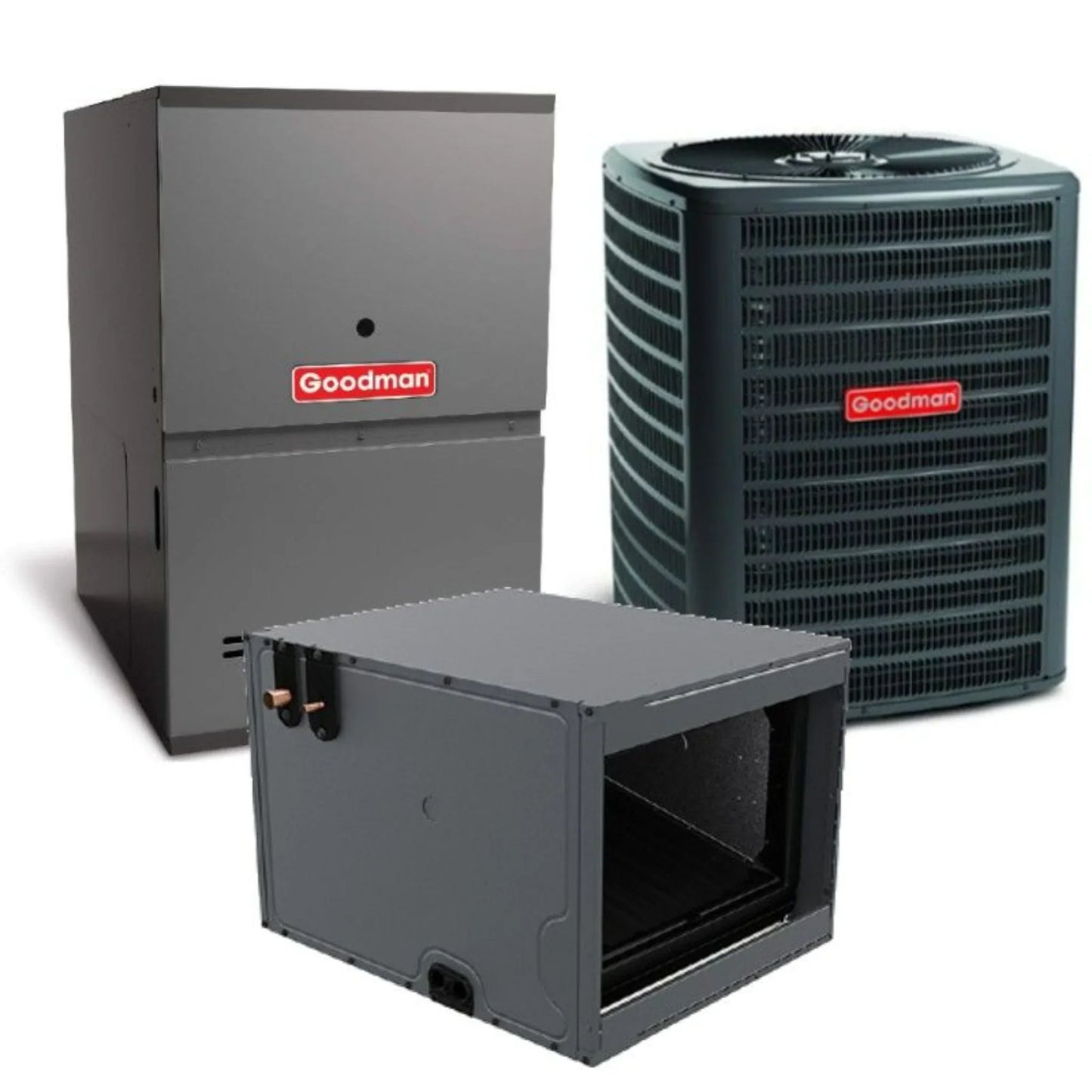Goodman - 1.5 Ton/60,000 BTU 80% AFUE Gas Furnace and Air Conditioner System - Horizontal - 14 SEER2 - R32 - GLXS3BN1810 / CHPTA1822B3 / GMVC800603BN