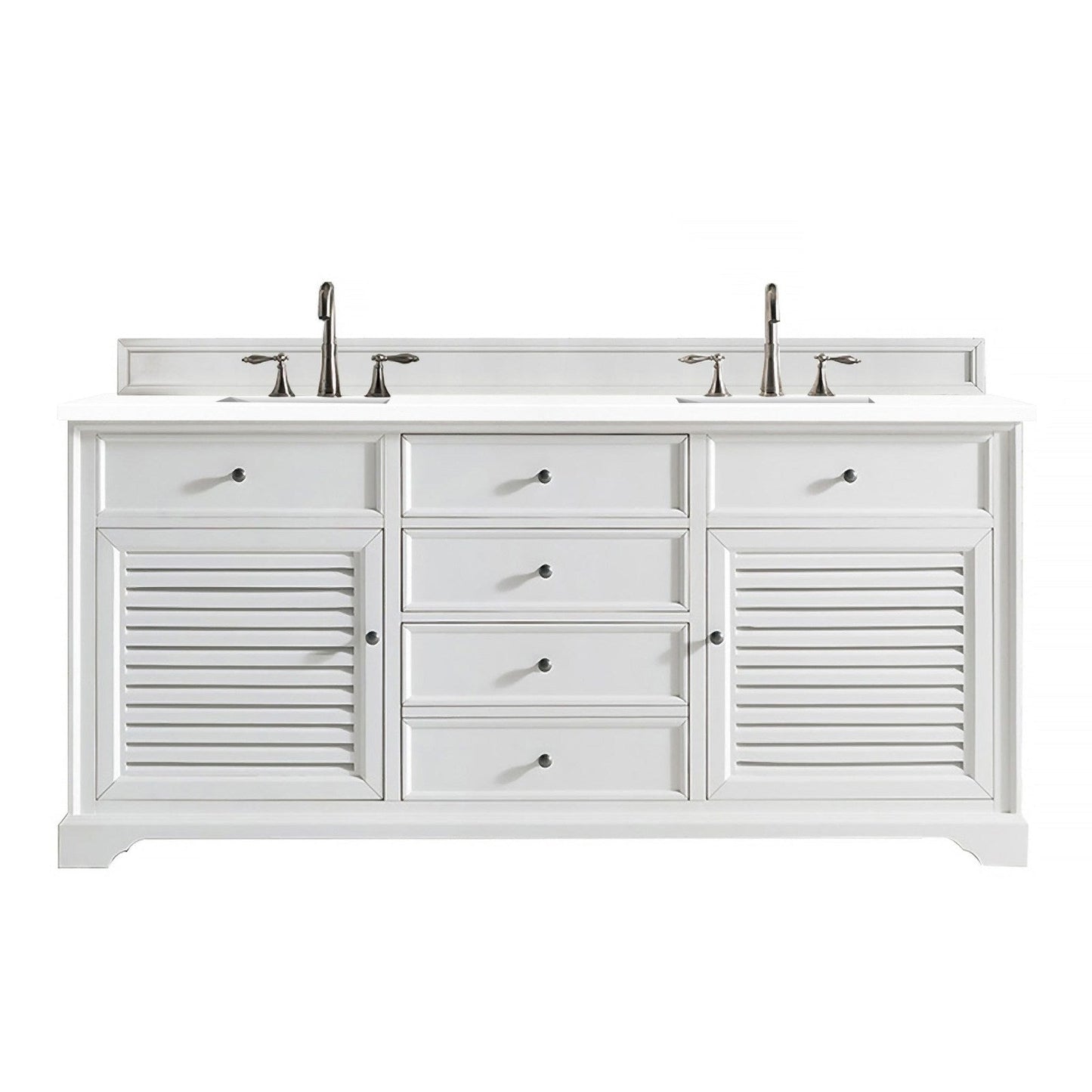 James Martin Vanities Savannah 72" Bright White Double Vanity - 238-104-V72-BW-3AF