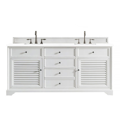 James Martin Vanities Savannah 72" Bright White Double Vanity - 238-104-V72-BW-3AF