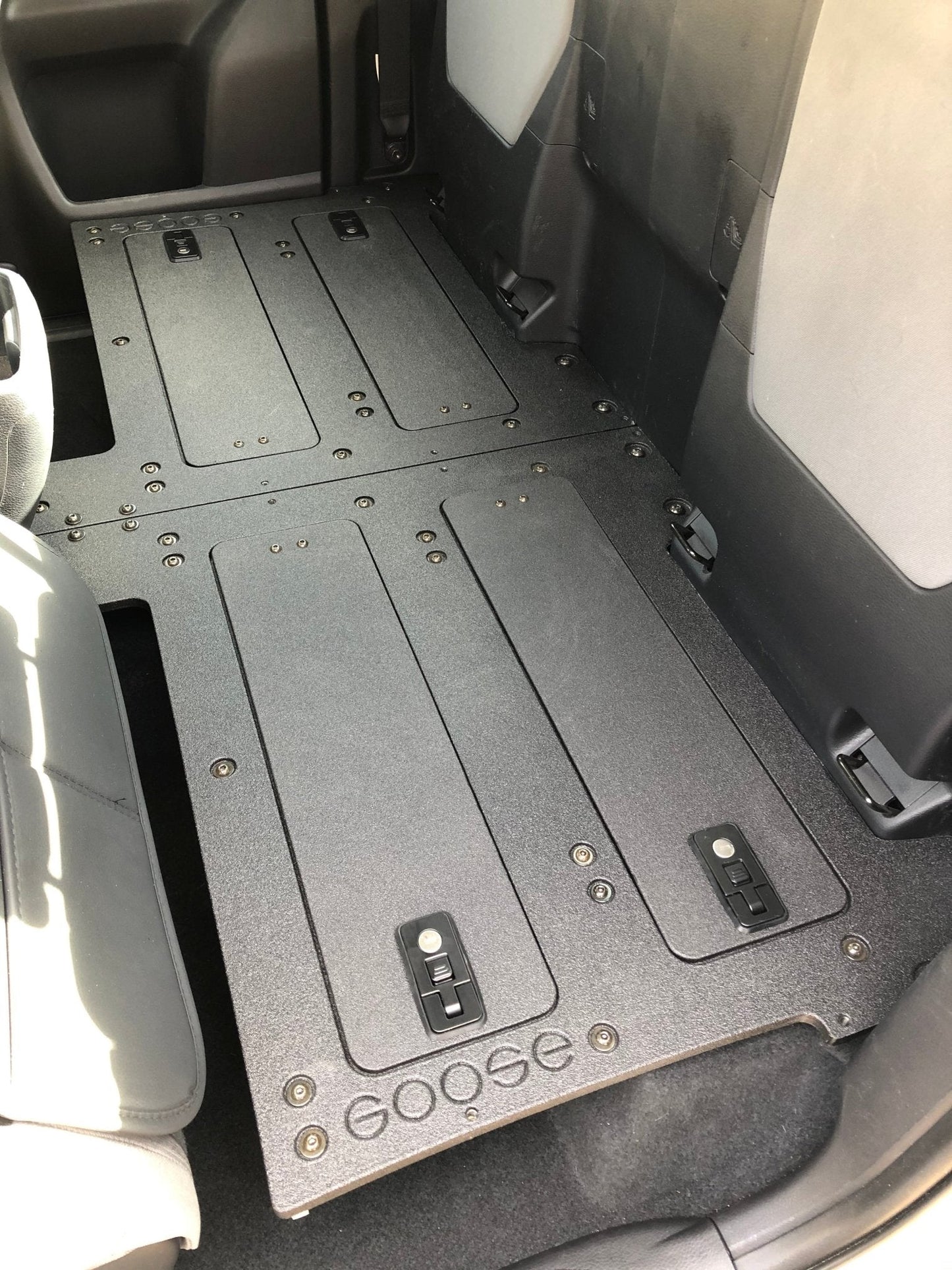 GOOSE GEAR Toyota Tacoma 2016-2023 3rd Gen. Access Cab with Factory Seats - Second Row Seat Delete Plate System - 1130-GGR-SH