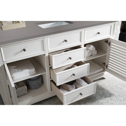 James Martin Vanities Savannah 60" Bright White Single Vanity - 238-104-V60S-BW-3AF